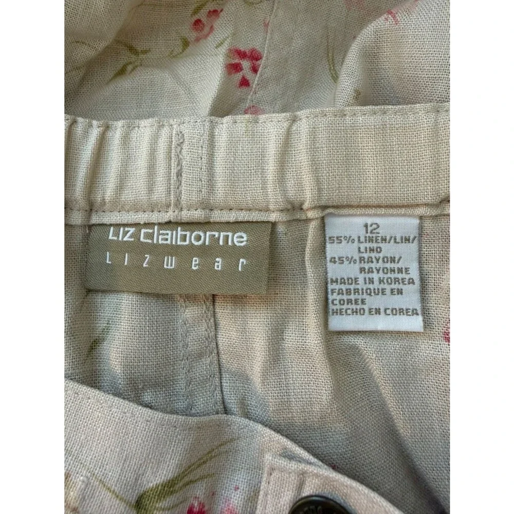 Liz Claiborne Floral Print Linen Blend Shirt 12